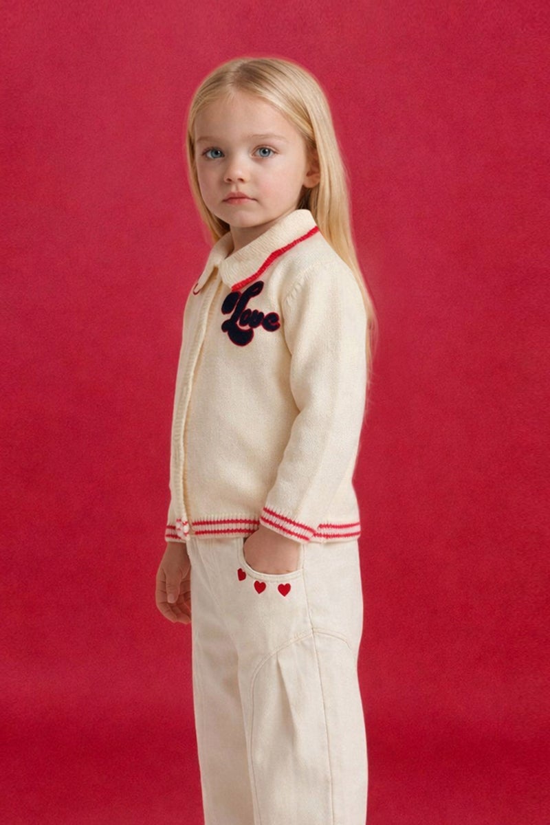 DeFacto Beige BabyGirl Baby Girl Embroidered Large Collar Cardigan Casual - Image 3